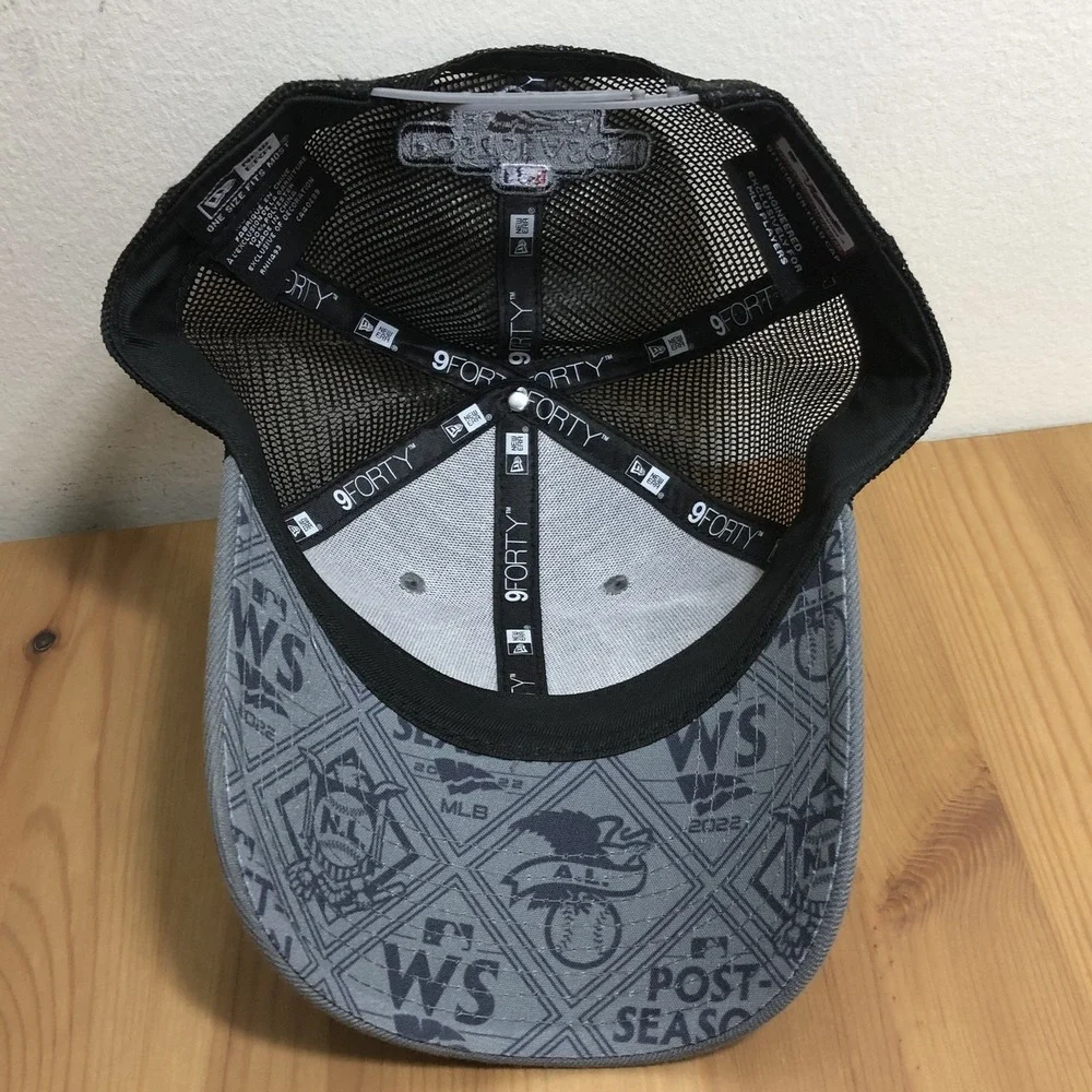 Philadelphia Phillies 2022 Postseason New Era 9FORTY Trucker Hat OSFM Gray Black